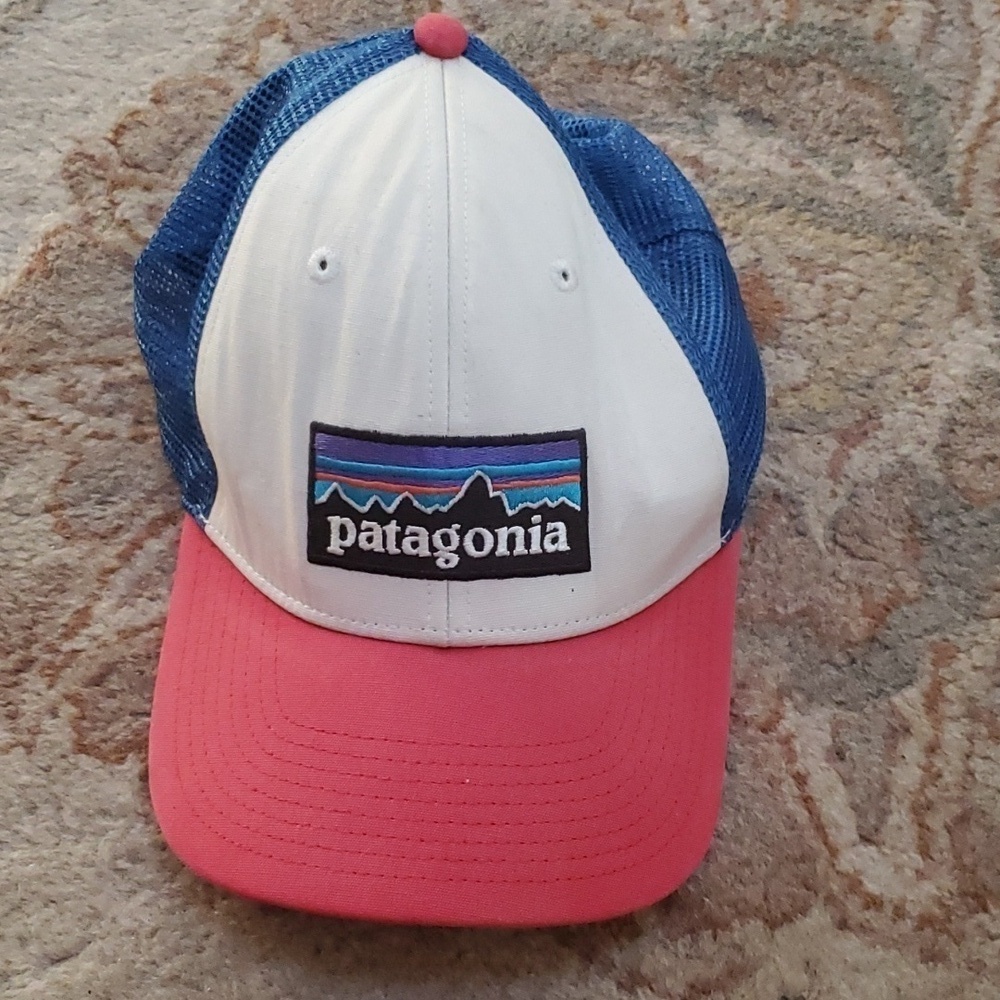 Patagonia blue and red men's trucker hat